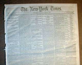   War newspaper ATLANTA CAPTURED by SHERMAN   New York Times w Headline