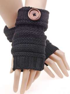 HJ1780 Black Cotton Knit Fashion Long Fingerless Gloves  