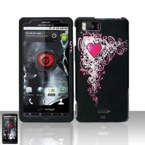  Black with Pink Vine Gothic Heart Rubber Texture Motorola 