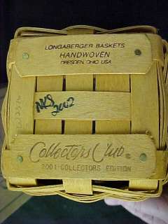 Longaberger Basket 2001 Collectors Club Renewal NIB  