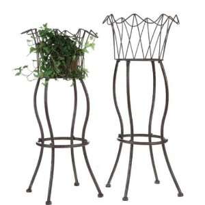  Wire & Iron Metal Planter with Stand In/outdoor Decor Set 