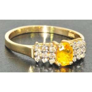  Citrine (November Birthstone) & Diamond Ring 14K Yellow 