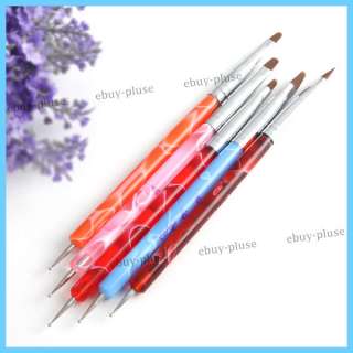 UV Gel Acrylic Nail Art Tips Builder Brush Pen Design Rounded Edge 