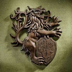   / British Antique Replica Medieval Lion Heraldic Wall Sculpture D?cor