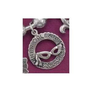 Oxidized Sterling Silver Charm ONLY, NEW ORLEANS, Mardi Gras Mask, 1 