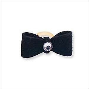  Tiny Rubber Band Hair Bow with Crystals for Dogs   Black 