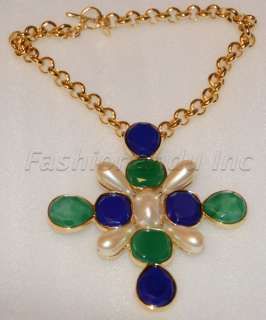 Kenneth Jay Lane 17 Gold Chain Jade/Lap/Pearl Necklace  