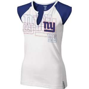   York Giants Womens White High Pitch Split Neck Top: Sports & Outdoors