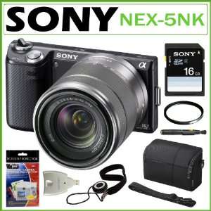   Lens Digital Camera in Black with 18 55mm Lens + Sony 16GB SDHC + Sony