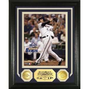 Ryan Braun 2007 N.L. Rookie of The Year Photo Mint W/ Two 24KT Gold 