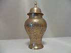 Vintage Decorative Brass Urn. Brass Flower Engraved Container With Lid 