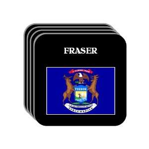 US State Flag   FRASER, Michigan (MI) Set of 4 Mini Mousepad Coasters