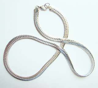 Silvertone Necklace Heavy Chain Herringbone Classic  