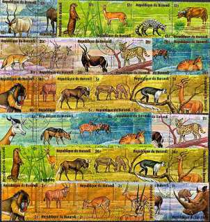 BURUNDI 1975 AFRICAN ANIMALS SET OF 48 STAMPS COMPLETE  