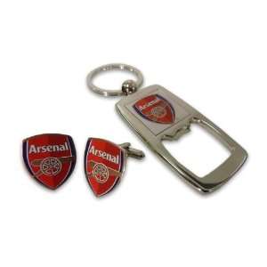  Arsenal Cufflinks & Keyring Bottle Opener Set Sports 