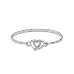   Triple Heart Bangle in Sterling Silver SS/DIAMOND BRACELETS: Jewelry