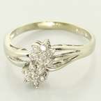 Flower 14K White Gold Diamond Earring Ring Necklace Set  