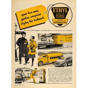  1947 Ad Ethyl Antiknock Compound Gasoline Pump Tanker   Original 