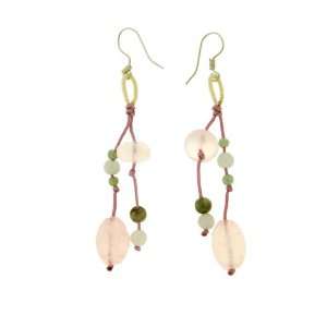 Rose Quartz Vertical & Horizontal Oval Dangling Earrings Embellished 