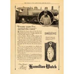  1922 Ad Hamilton Watch Train Railway Charles Monk Erie 