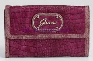 NWT GUESS WALLET PLAZA CLUTCH PINK LARGE TAGS TRIFOLD G  