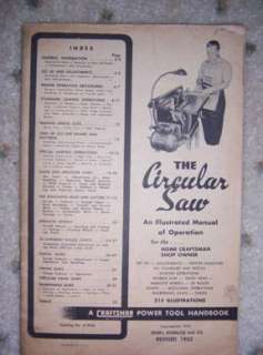 1952  Craftsman Circular Power Saw Manual Tool Y  
