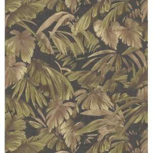   Bath Resource II Jungle Leaf Wallpaper, 20.5 Inch by 396 Inch, Black