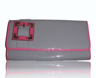 NEW CHINESE LAUNDRY NEON PINK GRAY CLUTCH PATENT BAG  