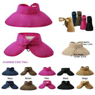 Womans sun visor foldable cap wide brim roll up hat 5 Color