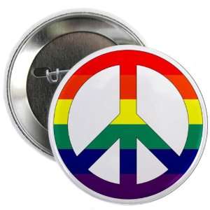  2.25 Button Rainbow Peace Symbol Sign 