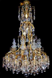 6678 Spectacular 19th C. Bronze and Crystal Chandelier  