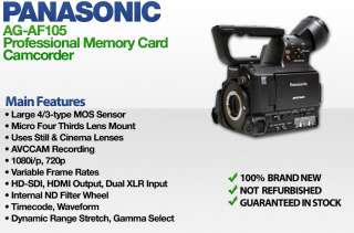 Panasonic AG AF105 Pro Memory Card Camcorder Digital Specifications