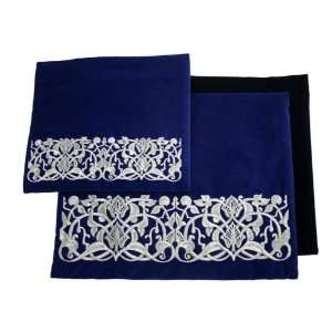   Tallit Bag with Silver Embroidered Floral Pattern 