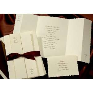   Multi Fold with Mocha Bow Wedding Invitations