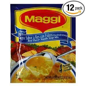 Maggi Beef Noodle Soup Mix, 2.11 Ounce Packet, 12 Count  
