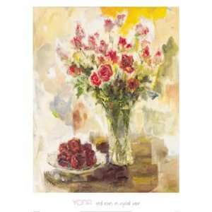  Yona   Red Roses In Crystal Vase NO LONGER IN PRINT   LAST 