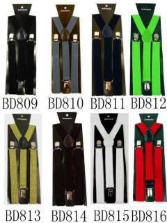 Unisex Skinny Elastic Suspenders Slim Braces Adjustable Clip on Solid 