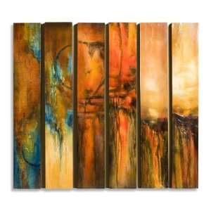   Modern Abstract Red Orange Long Painted Wall Panels: Home & Kitchen