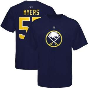   57 Tyler Myers Navy Blue Net Number T shirt (Large): Sports & Outdoors