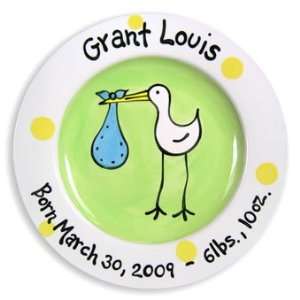  personalized stork baby plate: Toys & Games