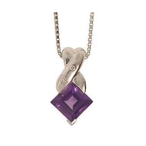  Silver Amethyst/Diamond Necklace: Jewelry