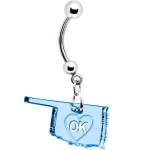  Light Blue State of Oklahoma Belly Ring Jewelry
