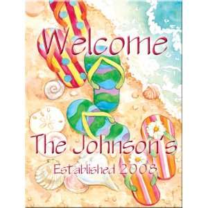   : Flip Flops and Sea Shells Personalized Welcome Sign: Home & Kitchen