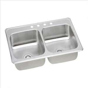   22 Self Rimming Stainless Steel Double Sink Configuration Four Hole