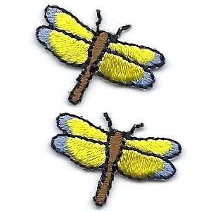 BUY 1 GET 1 OF SAME FREE/Dragonfly, Blue & Yellow  Iron On Embroidered 