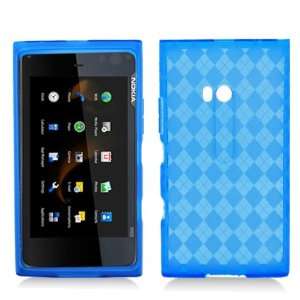  BLUE PLAID Soft TPU Gel Case Cover For Nokia Lumia 900 (AT 