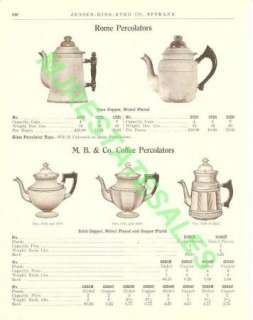 1911 Antique Rome Percolator M.B.& Co. Coffee Pot AD  