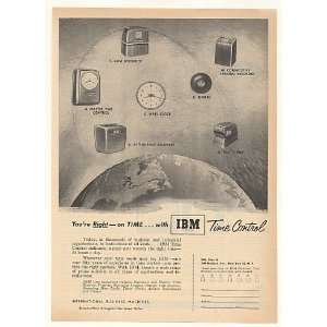    1952 IBM Time Control Recorders Clock Print Ad