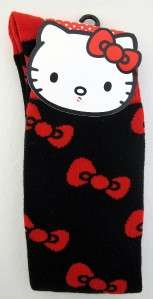   Hello Kitty Womens Black Red Bows Knee High Socks Footwear NEW  