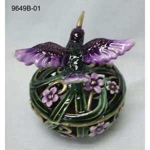 Purple Hummingbird Jewelry Trinket Box 2in D.X2in H